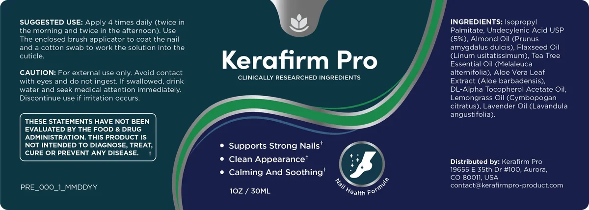 Kerafirm Pro ingredients — undecylenic acid, tea tree oil and botanical oils